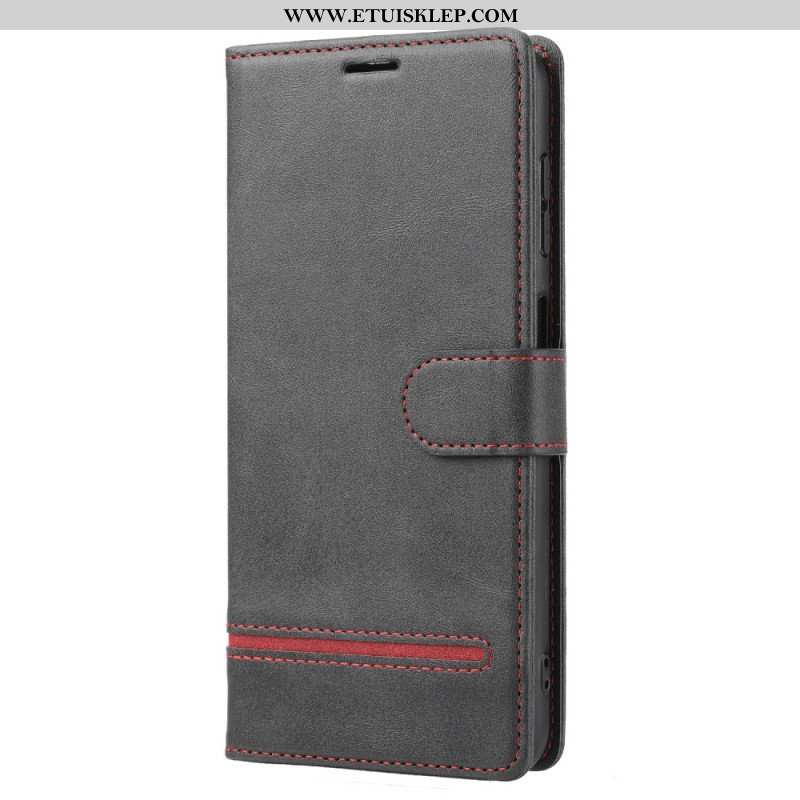 Etui Folio do Poco X5 5G Liniowy Efekt Skóry